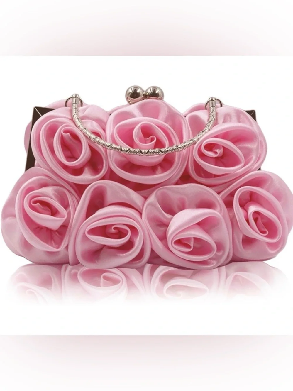 Women Evening Clutch Bag Floral Satin Small Purses with Detachable Strap